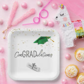 Assiettes En Carton Confetti d'or et Casquette vert 2025 (Fête)