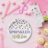 Assiettes En Carton Confetti d'or pourpre parsemé d'amour (Fête)