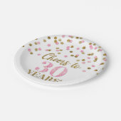 Assiettes En Carton Confetti d'or rose : 30 ans d'anniversaire (Angle)