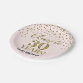 Assiettes En Carton Confetti d'or rose : 30 ans d'anniversaire (Angle)