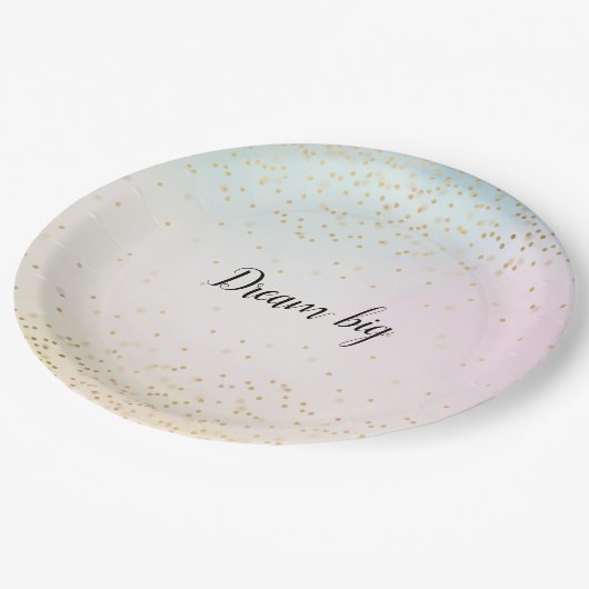 Assiettes En Carton Confetti d'or rose jaune (Angle)