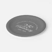 Assiettes En Carton Confetti du 25e anniversaire Mariage d'argent mode (Angle)