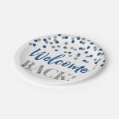 Assiettes En Carton Confetti en argent bleu Bienvenue Plaques en papie (Angle)