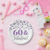Assiettes En Carton Confetti en argent violet 60 et fabuleux (Fête)
