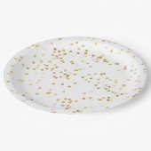 Assiettes En Carton Confetti en or blanc (Angle)