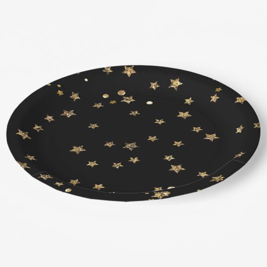 Assiettes En Carton Confetti étoiles dorées parties scintillant brilla (Angle)