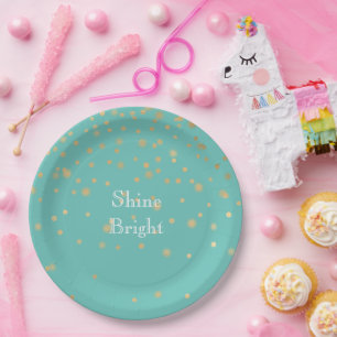 Assiettes En Carton Confetti Mint Gold