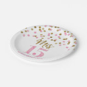 Assiettes En Carton Confetti Mis D'Or Rose 15 Quincennera (Angle)