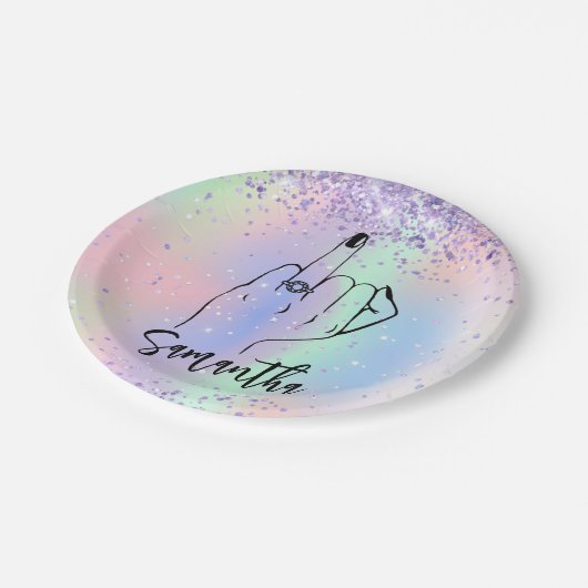 Assiettes En Carton Confetti Sparkly Bachelorette Party | Fête nuptial (Angle)