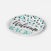 Assiettes En Carton Confetti Turquoise Noire Bienvenue Plaques de papi (Angle)