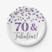 Assiettes En Carton Confetti violet argenté 70 et fabuleux (Devant)