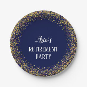 Assiettes En Carton Confettis d'or des plats de partie de retraite de