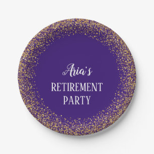 Assiettes En Carton Confettis d'or des plats pourpres de partie de