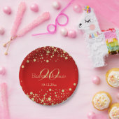 Assiettes En Carton Confettis d'or sur le quatre-vingt-dixième (Fête)