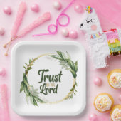 Assiettes En Carton Confiance dans le lord Feuille plaque papier couro (Fête)