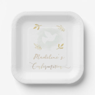 Assiettes En Carton Confirmation colombe blanche
