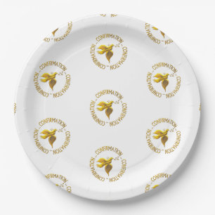 Assiettes En Carton Confirmation en or et Holy Spirit