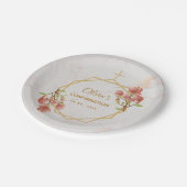 Assiettes En Carton Confirmation Fille Marbre rose Magnolia Géométriqu (Angle)