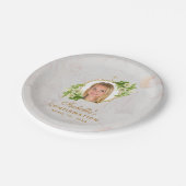 Assiettes En Carton Confirmation Fille Photo Marbre Blanc Lilies Or (Angle)