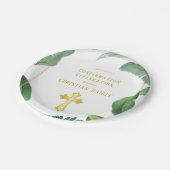 Assiettes En Carton Confirmation Trendy Green And Gold Cross (Angle)
