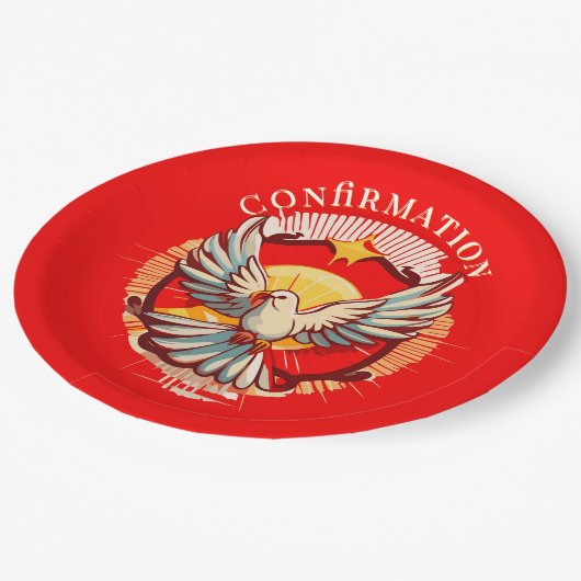 Assiettes En Carton Confirmation White Dove Red Flamed (Angle)