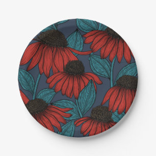 Assiettes En Carton Confleurs rouges