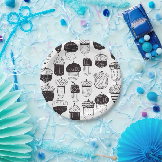 Assiettes En Carton Conflit de Doodle motif d'automne (Fête)