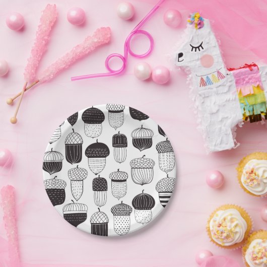 Assiettes En Carton Conflit de Doodle motif d'automne (Fête)