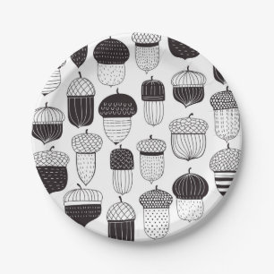 Assiettes En Carton Conflit de Doodle motif d'automne