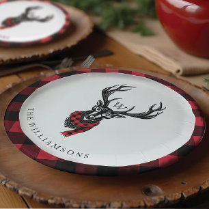 Assiettes En Carton Confortable et chaleureux Monogramme de rennes d