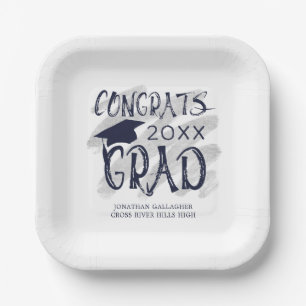Assiettes En Carton Congrats de graduation moderne Couleurs sur mesure