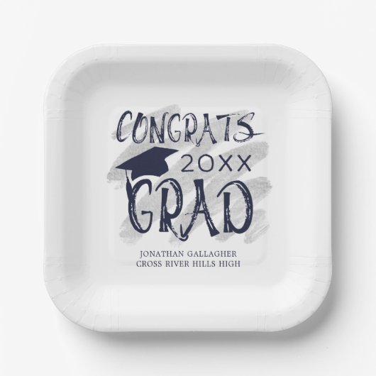 Assiettes En Carton Congrats de graduation moderne Couleurs sur mesure (Recto)