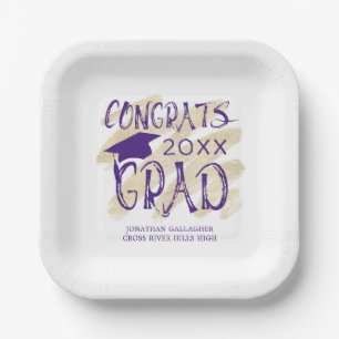 Assiettes En Carton Congrats de graduation moderne Couleurs sur mesure