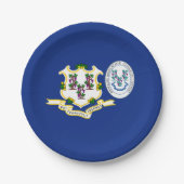 Assiettes En Carton Connecticuter Flag & Seal, Connecticut (Devant)