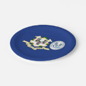 Assiettes En Carton Connecticuter Flag & Seal, Connecticut (Angle)