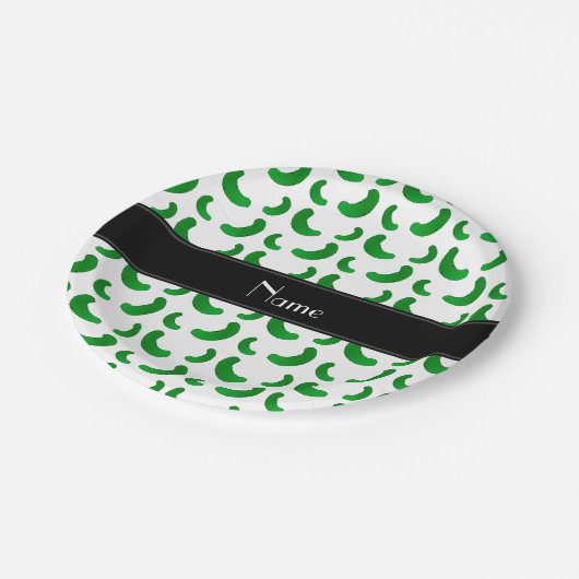 Assiettes En Carton Conserves au vinaigre vertes blanches nommées (Angle)