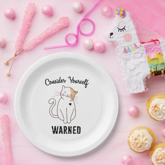 Assiettes En Carton Considérez-vous averti chat mal (Fête)