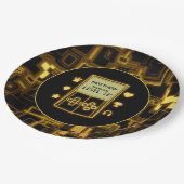 Assiettes En Carton Console de poche jaune brillant (Angle)