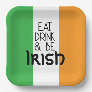 Assiettes En Carton Consommer boire et être irlandais Plaque de papier