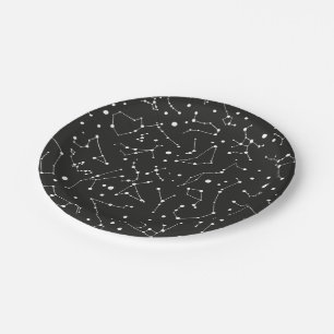 Assiettes En Carton Constellations blanches et noires