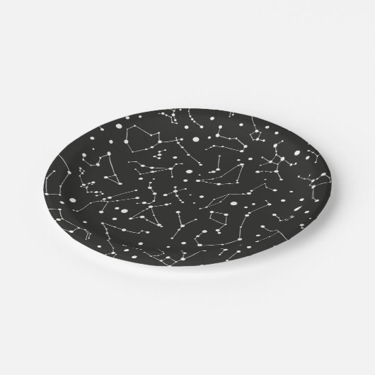 Assiettes En Carton Constellations blanches et noires (Angle)