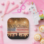 Assiettes En Carton Constitution des États-Unis avec feux d'artifice e (Fête)