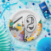 Assiettes En Carton Construction 2e fête d'anniversaire, Thème Dinosau (Fête)