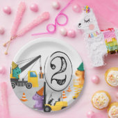 Assiettes En Carton Construction 2e fête d'anniversaire, Thème Dinosau (Fête)