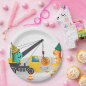 Assiettes En Carton Construction 2e fête d'anniversaire, Thème Dinosau (Fête)