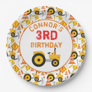 Assiettes En Carton Construction Anniversaire de fête Age Livre blanc 