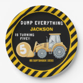 Assiettes En Carton Construction Birthday 5 Party | Excavator (Devant)