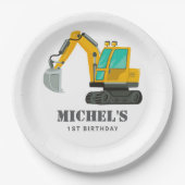 Assiettes En Carton Construction Camion Anniversaire Décor (Devant)