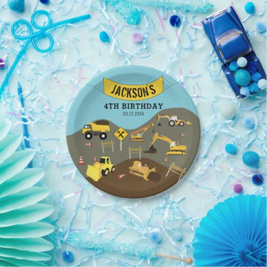 Assiettes En Carton Construction Camions Thème du site Anniversaire Fê (Fête)
