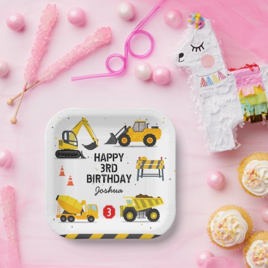 Assiettes En Carton Construction Enfants N'importe quel âge Anniversai (Fête)